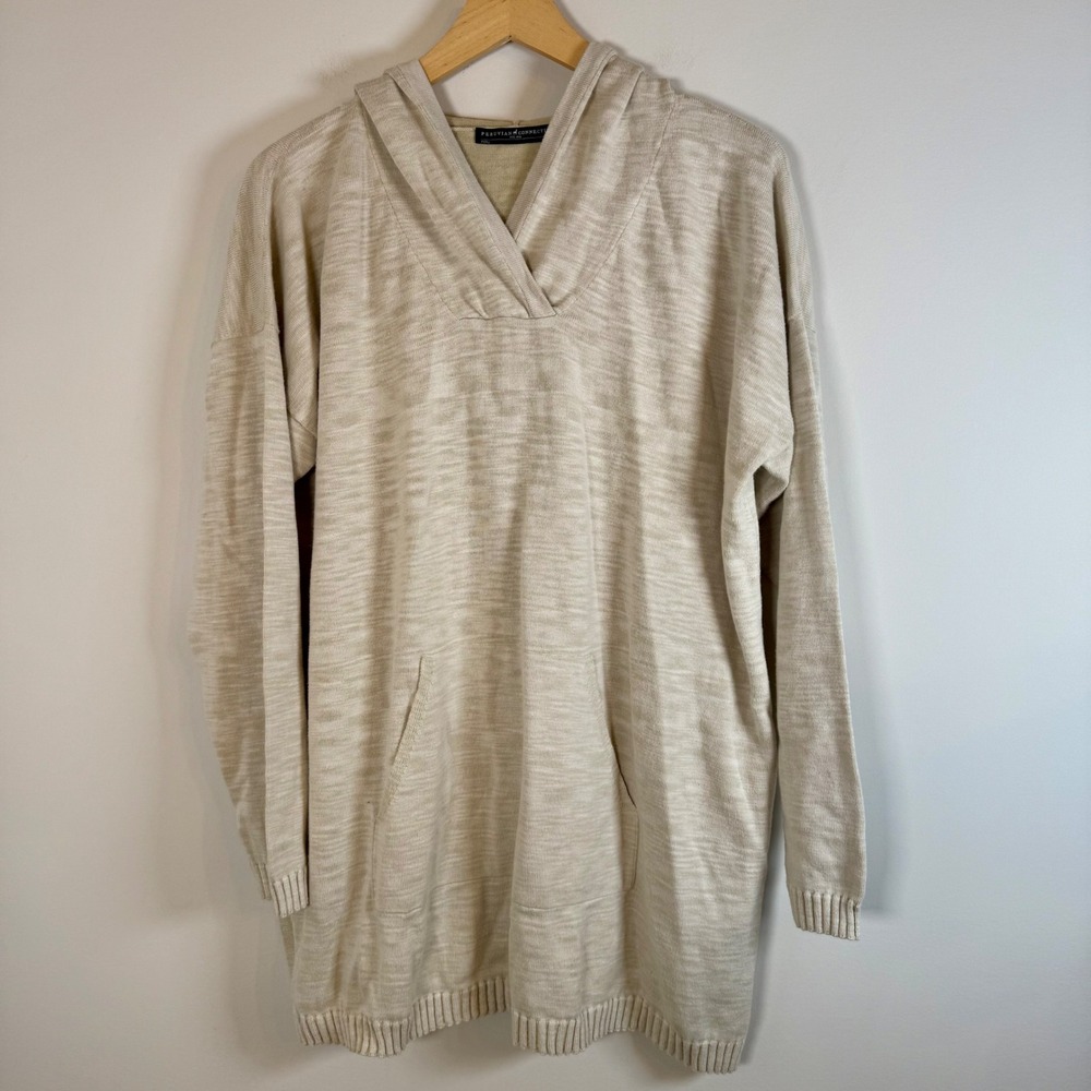 Peruvian Connection 100% Cotton Knit Hoodie Sweater Large Long Sleeve Tunic